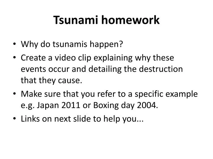tsunami homework