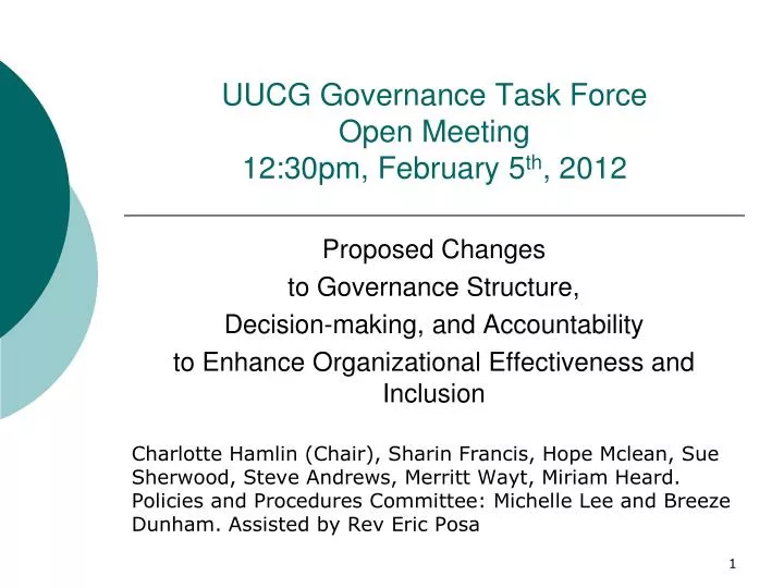 uucg governance task force open meeting 12 30pm february 5 th 2012