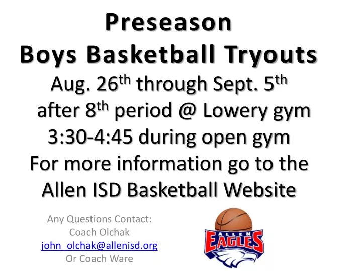 any questions contact coach olchak j ohn olchak@allenisd org or coach ware