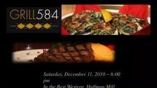 Saturday, December 11, 2010 ~ 6:00 pm In the Best Western, Huffman Mill Road