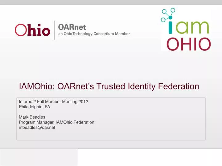 iamohio oarnet s trusted identity federation