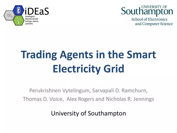 trading agents in the smart electricity grid