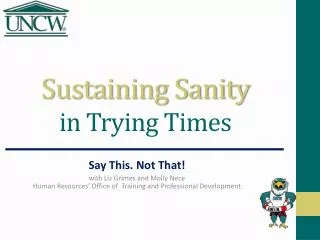 Sustaining Sanity in Trying Times
