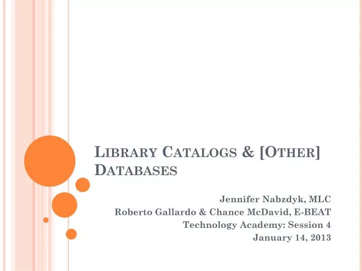 library catalogs other databases