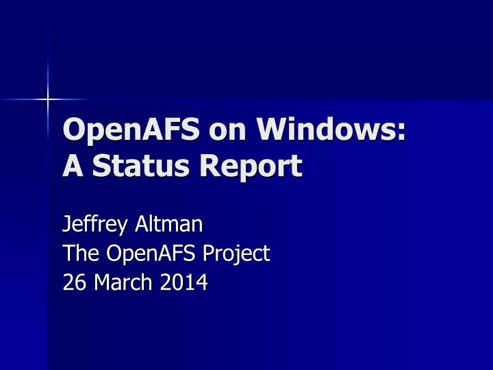 openafs on windows a status report