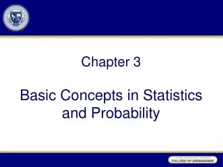 Chapter 3 Basic Concepts in Statistics and Probability