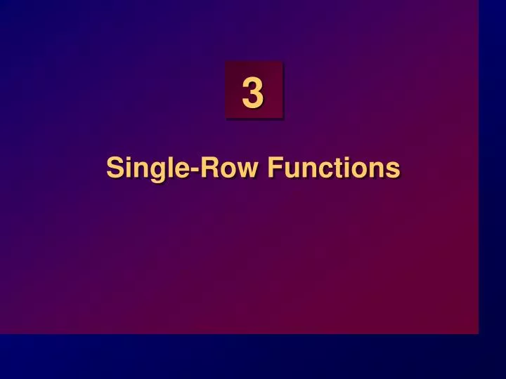 single row functions