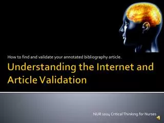 Understanding the Internet and Article Validation