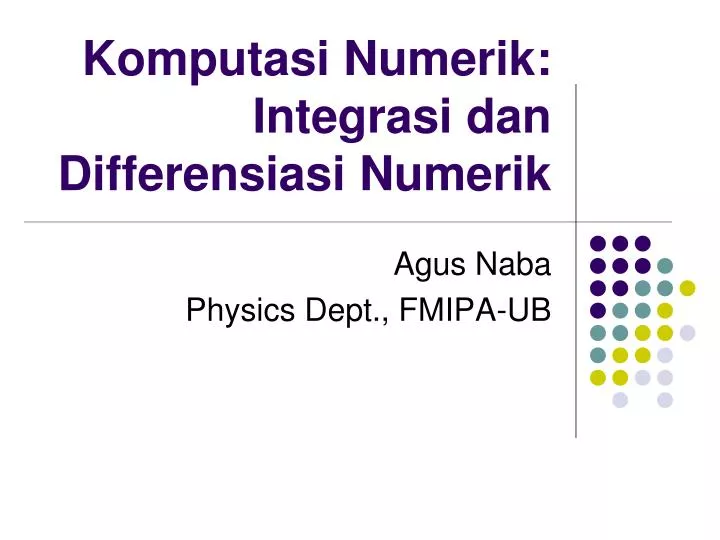 komputasi numerik integrasi dan differensiasi numerik
