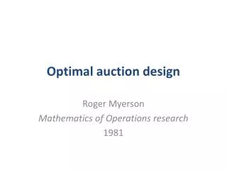 Optimal auction design