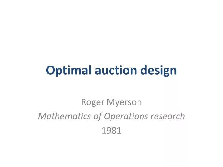 optimal auction design