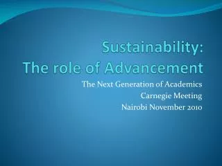 Sustainability: The role of Advancement