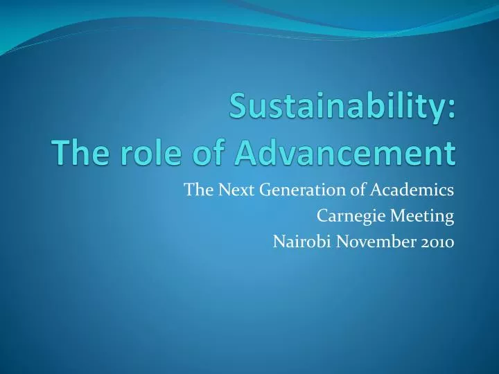 sustainability the role of advancement