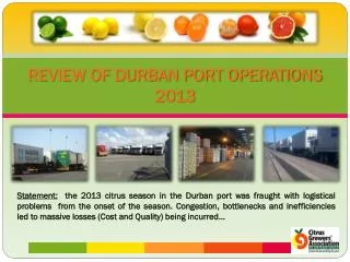 REVIEW OF DURBAN PORT OPERATIONS 2013