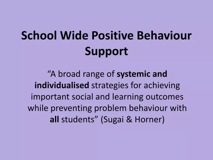 school wide positive behaviour support