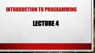 introduction to programming
