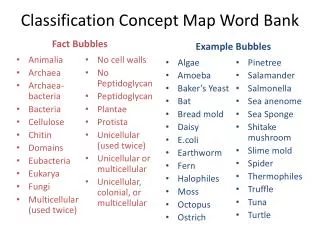 Classification Concept Map Word Bank