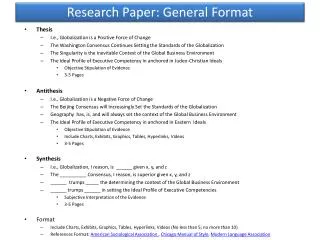 Research Paper: General Format