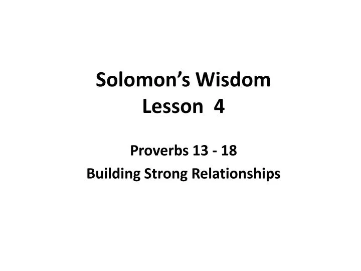 solomon s wisdom lesson 4