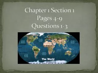 Chapter 1 Section 1 Pages 4-9 Questions 1-3