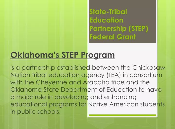 state tribal education partnership step federal grant