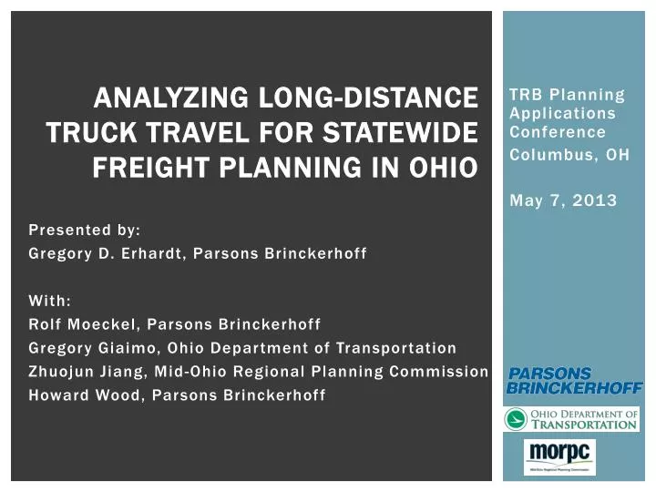 analyzing long distance truck travel for statewide freight planning in ohio