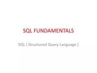 SQL FUNDAMENTALS