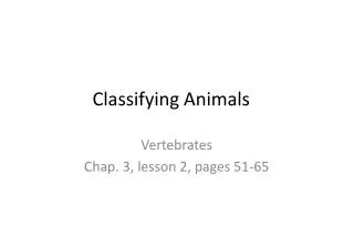 Classifying Animals