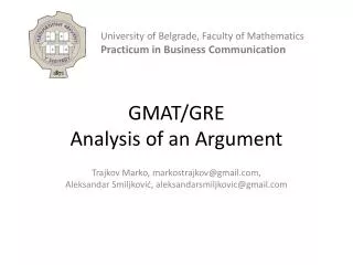 GMAT/GRE Analysis of an Argument