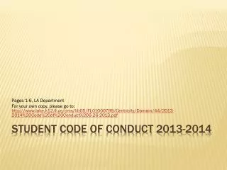 Student Code of Conduct 2013-2014