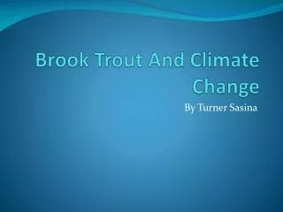 Brook Trout And Climate Change