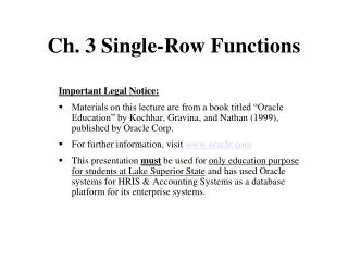Ch. 3 Single-Row Functions