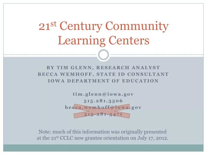 21 st century community learning centers