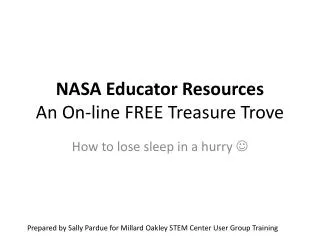 NASA Educator Resources An On-line FREE Treasure Trove