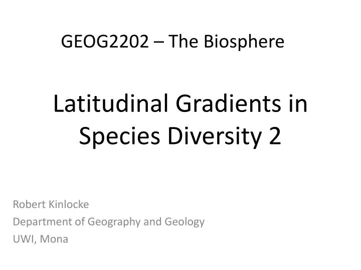latitudinal gradients in species diversity 2