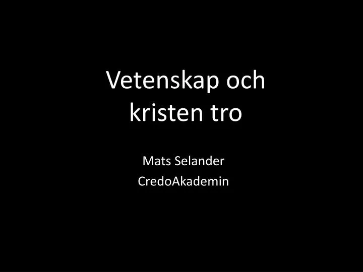 vetenskap och kristen tro