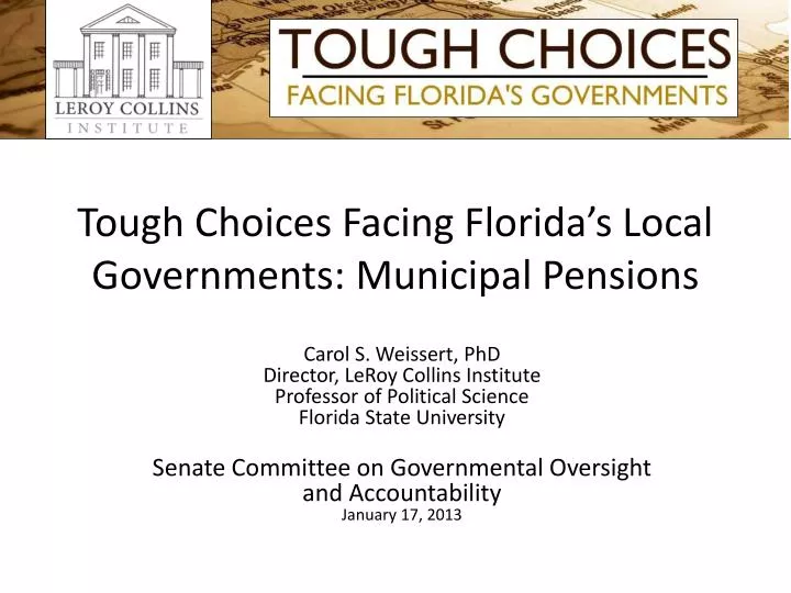 tough choices facing florida s local governments municipal pensions