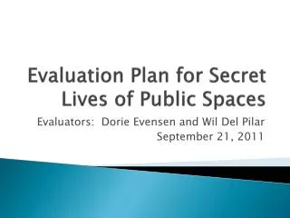 Evaluation Plan for Secret Lives of Public Spaces