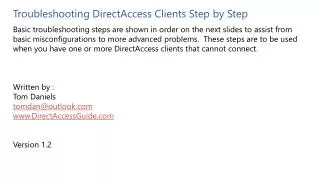 Troubleshooting DirectAccess Clients Step by Step