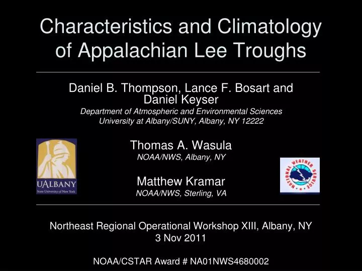 characteristics and climatology of appalachian lee troughs