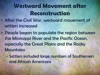 Westward Movement after Reconstruction