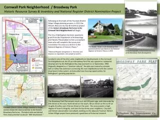Early photographs and promotional map of the Broadway Park development.