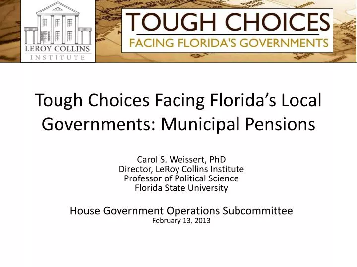 tough choices facing florida s local governments municipal pensions