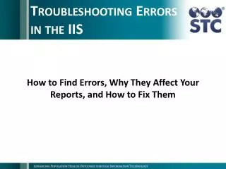 Troubleshooting Errors in the IIS