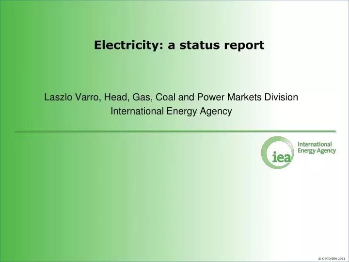 electricity a status report