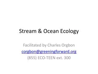 Stream &amp; Ocean Ecology