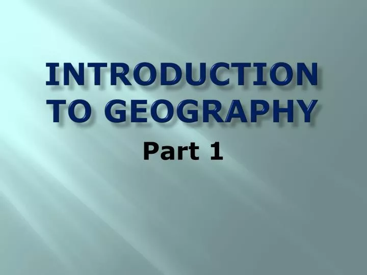 introduction to geography