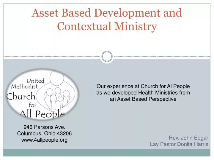 asset based development and c ontextual ministry
