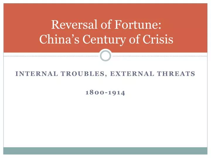 reversal of fortune china s century of crisis