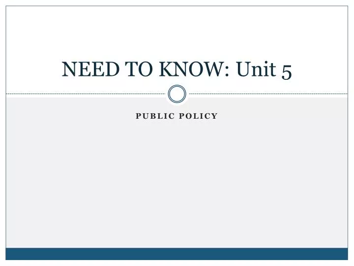 need to know unit 5